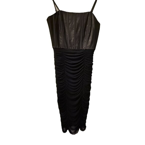 Alice + Olivia Alex Corset Dress Sz 4 Black Mesh Overlay Adjustable Straps - Picture 7 of 7
